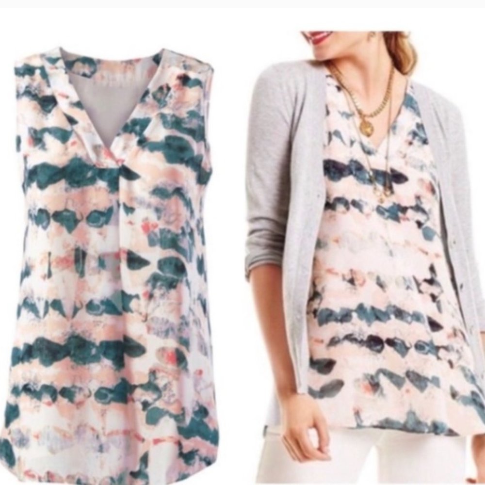 CAbi #5035 Gelato Top Pink Green Open Sides Size M